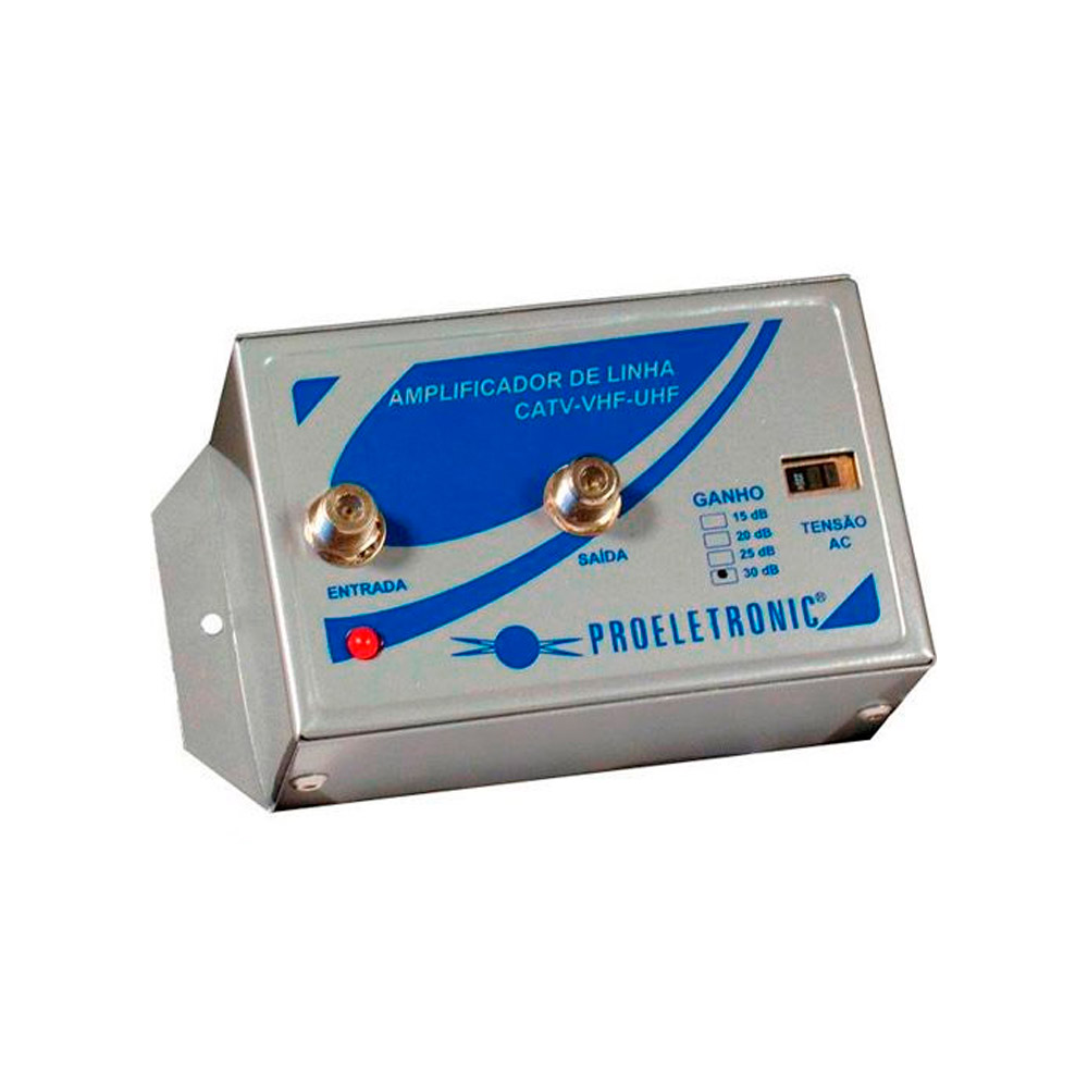 PQAL3000-21 Amplificador de Linha VHF/UHF 30dB - Proeletronic - Imagem 1