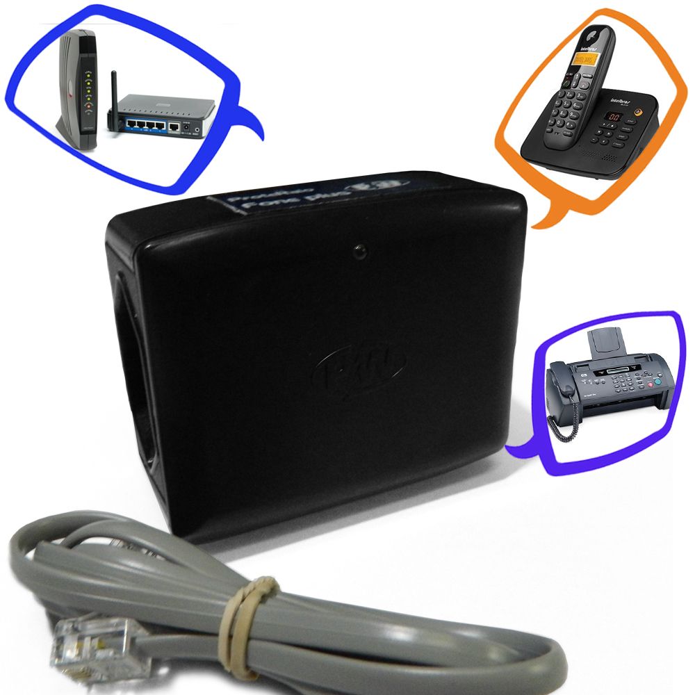 PW210-21 Proteraio para Fone e Net s c/ 2 Tomadas 220V PW - Imagem 1